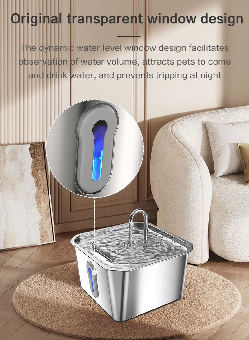 Kidle 4L Stainless Steel Cat Water Fountain with Quiet Pump Large Capacity Pet Water Dispenser Suitable for Cats, Dogs and Other Pets - Image 2